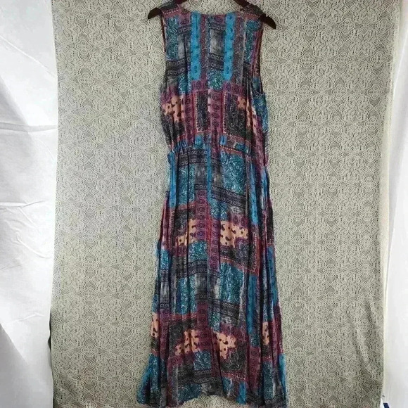 Tolani Viscose Scoop neck Paisley Printed Wrap Tank Maxi Dress L - Picture 5 of 10